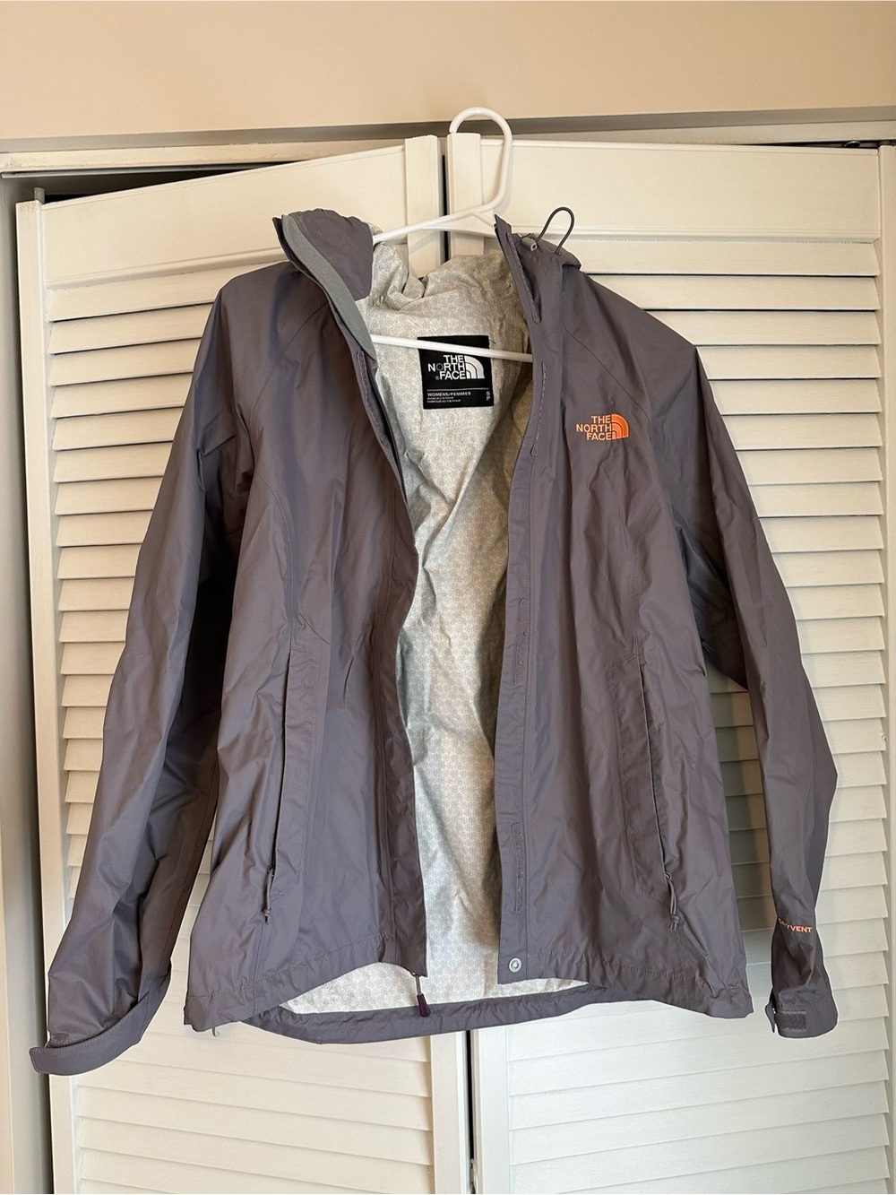 The North Face Women's Gray Shell Jacket with Orange Logo